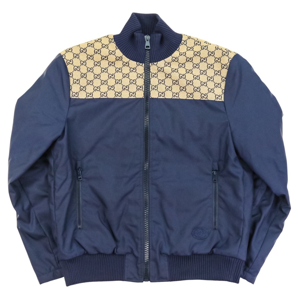 【中古】良品 24SS GUCCI グッチ GGキャンバス ナイロン 裏地キルティング ジップジャケット ブルゾン 770762 サイズ46 ネイビー メンズ Luxs ブランド古着のリュクス|Luxs(ブランド古着のリュクス)