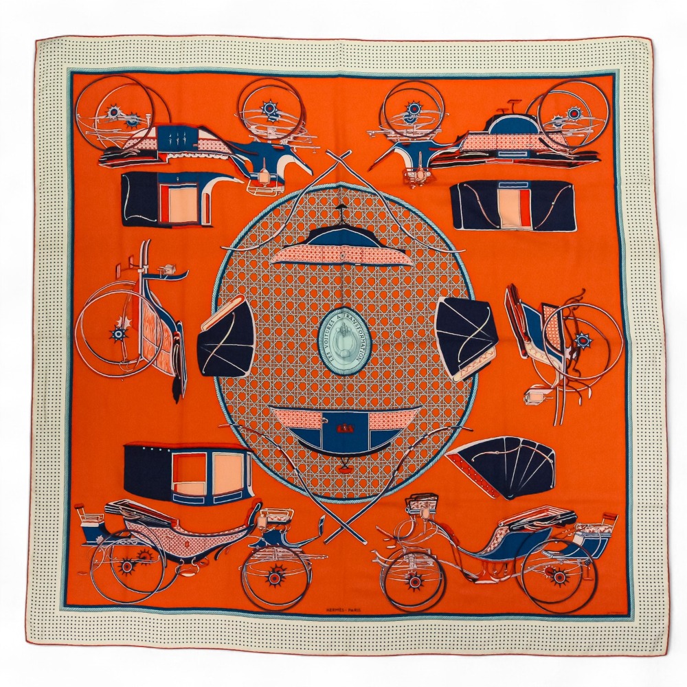 楽天市場】HERMES エルメス カレ90 スカーフ Les Voitures