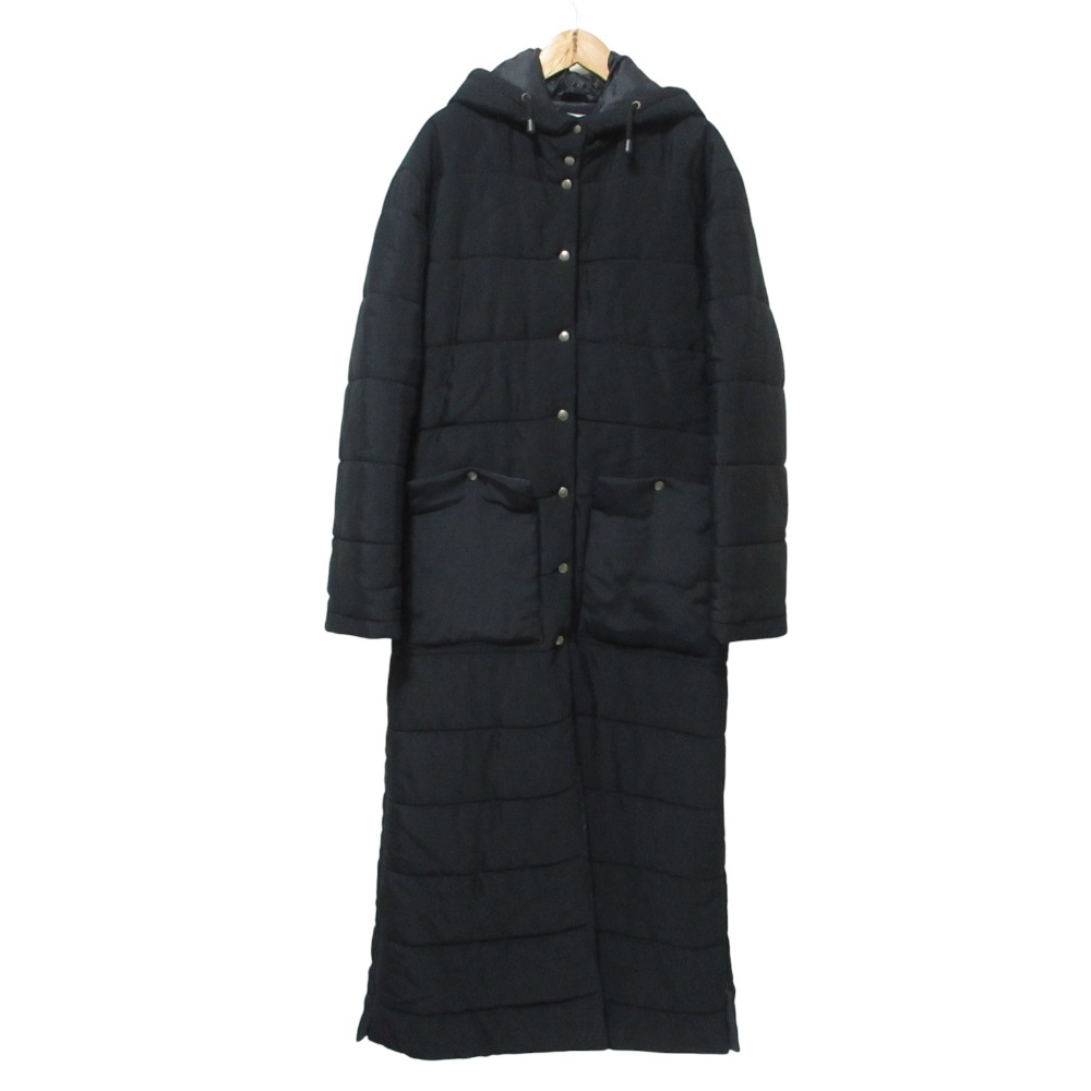 【中古】良品 ヴィンテージ EMPORIO ARMANI エンポリオアルマーニ 中綿 ロング フーデッド コート 38 ブラック レディース Luxs ブランド古着のリュクス|Luxs(ブランド古着のリュクス)