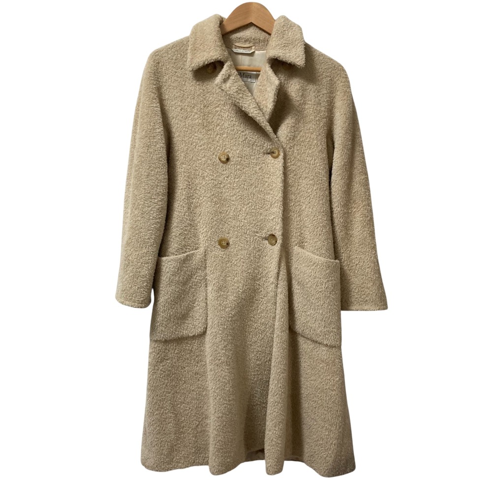 【中古】美品 Max Mara マックスマーラ アルパカ ダブルブレスト ロングコート サイズ36 ベージュ レディース Luxs ブランド古着のリュクス