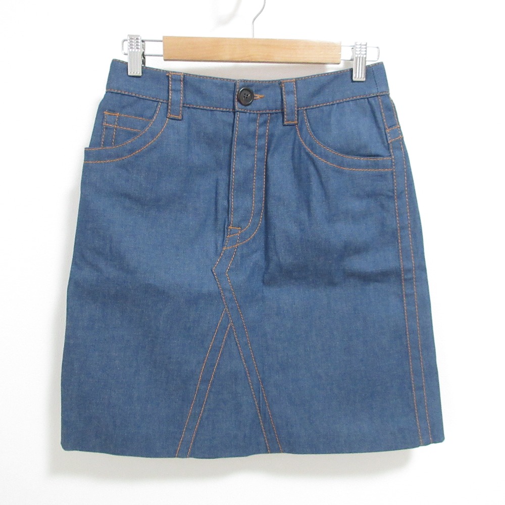 PRADA プラダ デニム　スカート　三角ロゴ　 38 春を意識したトレンド新作 PRADA コピー サロペットスカート