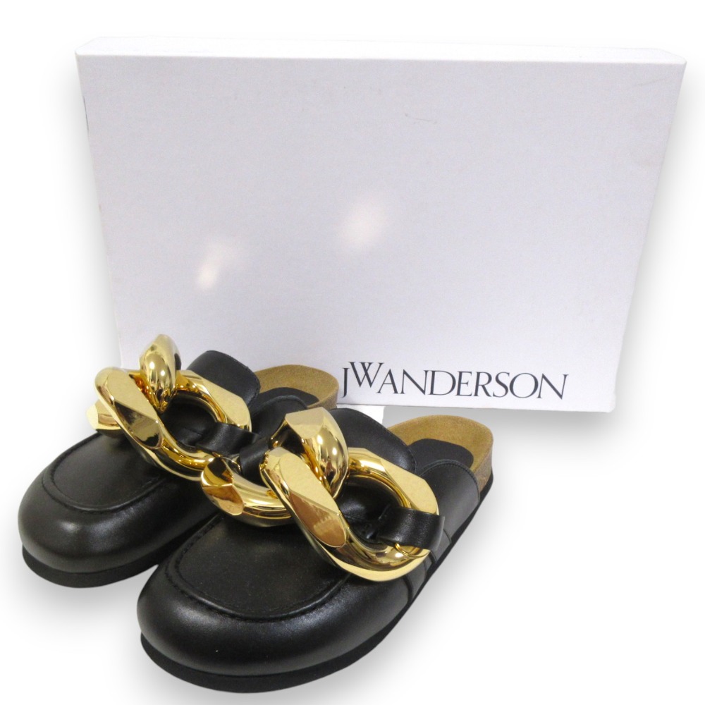 【中古】未使用 JW ANDERSON ジェイダブリューアンダーソン マキシチェーン LOFFY サンダル 35 約22cm ブラック×ゴールドカラー レディース Luxs ブランド古着のリュクス