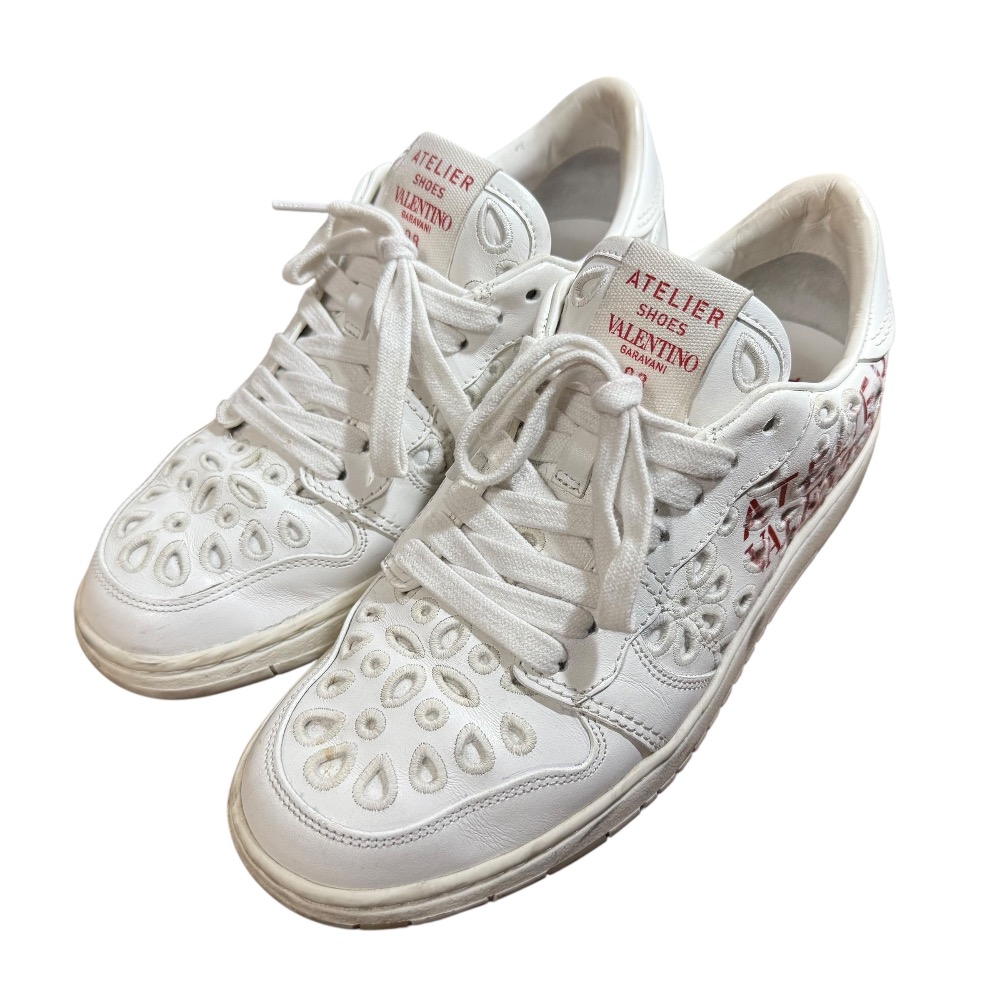 【中古】美品 VALENTINO GARAVANI ヴァレンティノガラヴァーニ レザー アトリエサンガッロスニーカー サイズ37 約24cm ホワイト レディース Luxs ブランド古着のリュクス