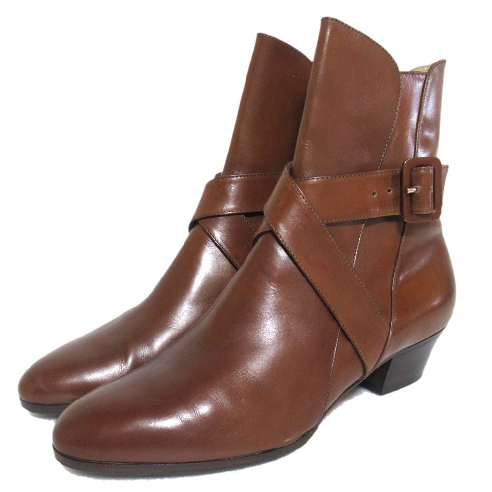 【中古】美品 Salvatore Ferragamo サルヴァトーレフェラガモ ショートブーツ ジョッキーブーツ サイズ6C 約23.5cm ブラウン レディース Luxs ブランド古着のリュクス 13,390円