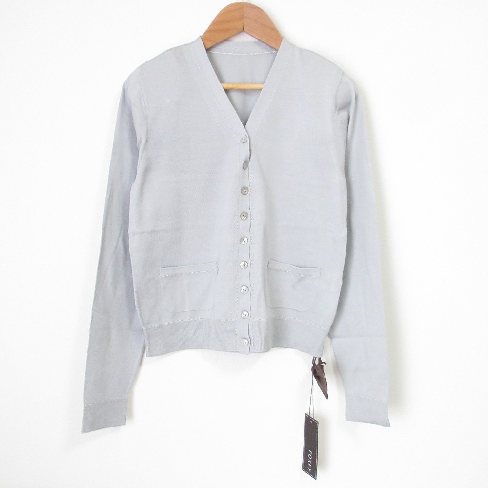 フォクシー FOXEY ✨カーディガン　エアリーロング ロゴプレート　長袖 フォクシー FOXEY ✨カーディガン エアリーロング ロゴプレート 長袖