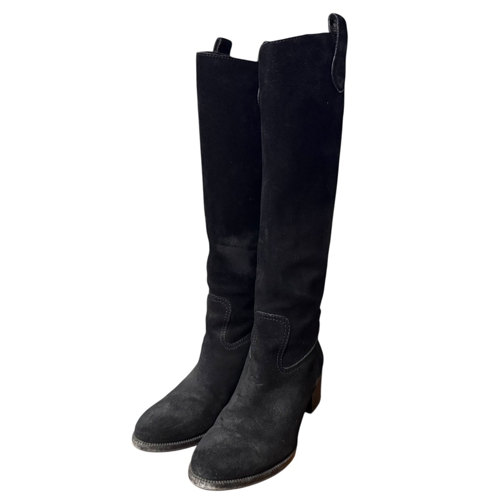 【中古】美品 GUCCI グッチ スエード ロングブーツ 317031 サイズ35 1/2 約22.5cm ブラック レディース Luxs ブランド古着のリュクス