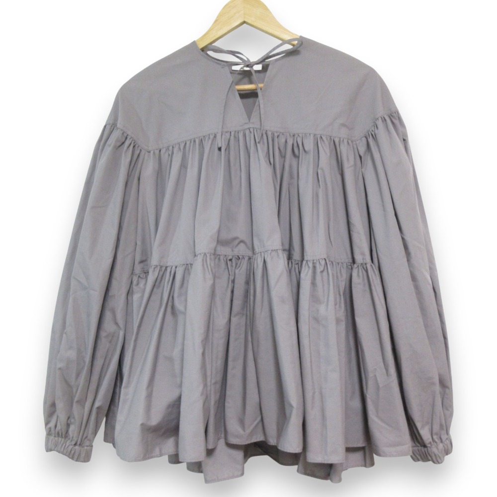【中古】美品 yori ヨリ ボリュームギャザーブラウス YR2121-013SPサイズF グレー レディース Luxs ブランド古着のリュクス
