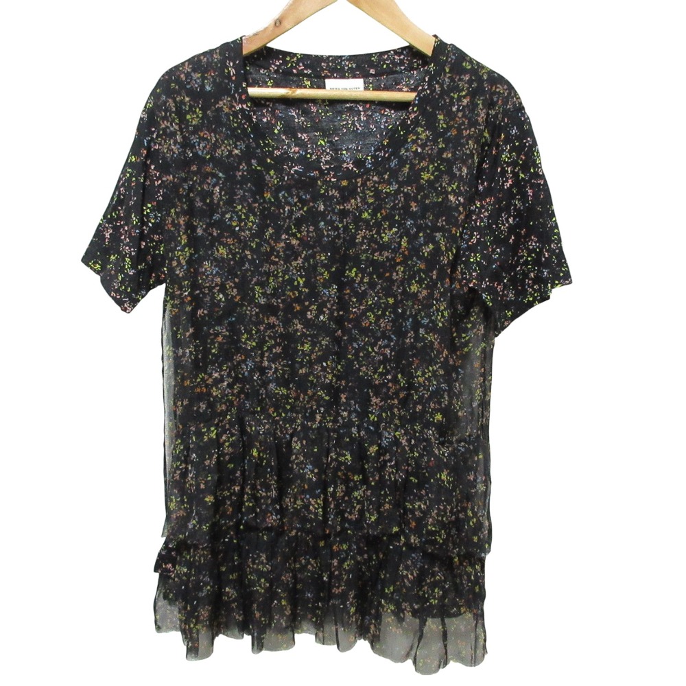 【中古】美品 Dries Van Noten ドリスヴァンノッテン シアー レイヤード 半袖 ブラウス 1563-343-1204 XS ブラック レディース Luxs ブランド古着のリュクス|Luxs(ブランド古着のリュクス)