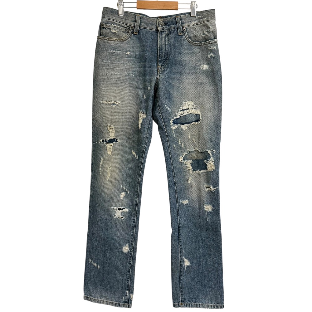 【中古】美品 DOLCE&GABBANA ドルチェ&ガッバーナ ダメージ加工 デニムパンツ ジーンズ サイズ44 インディゴブルー メンズ Luxs ブランド古着のリュクス 8,090円