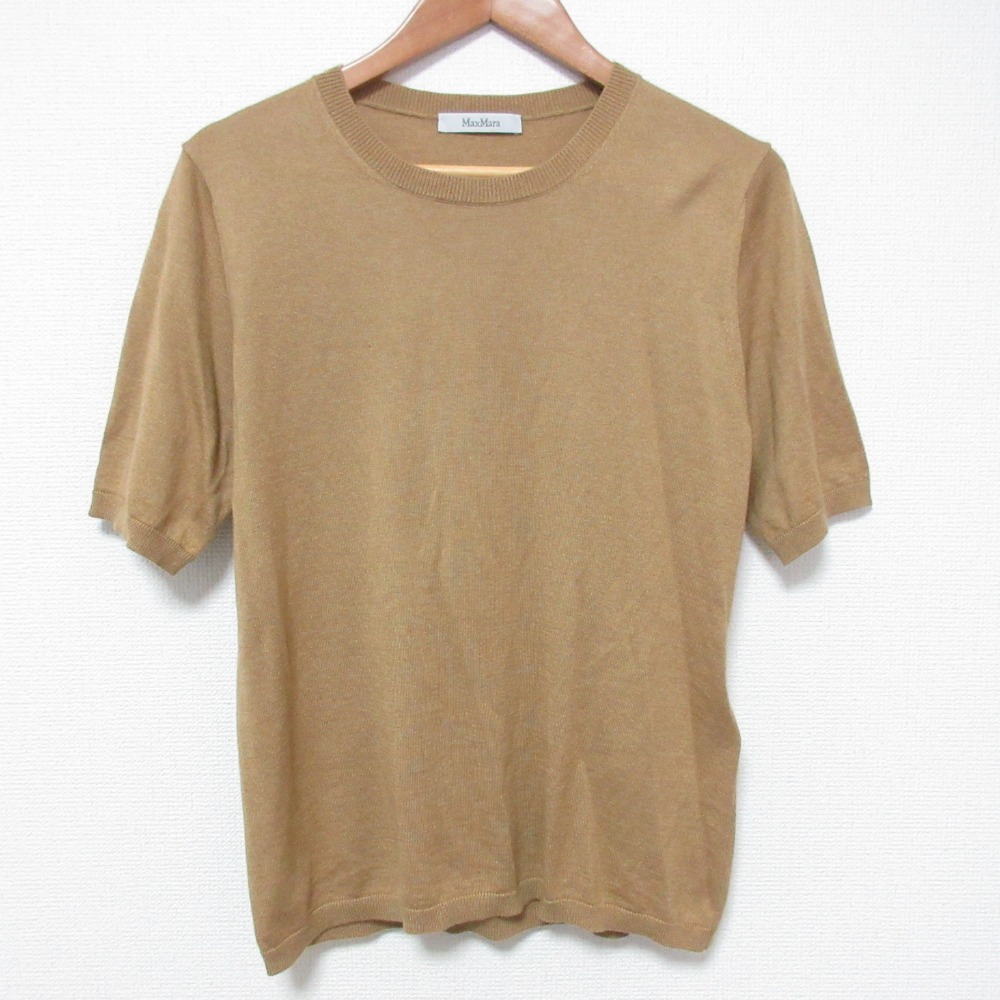【中古】美品 24SS Max Mara マックスマーラ シルクカシミヤ ショートスリーブ ニット セーター サイズL ブラウンベージュ レディース Luxs ブランド古着のリュクス｜Luxs（ブランド古着のリュクス）