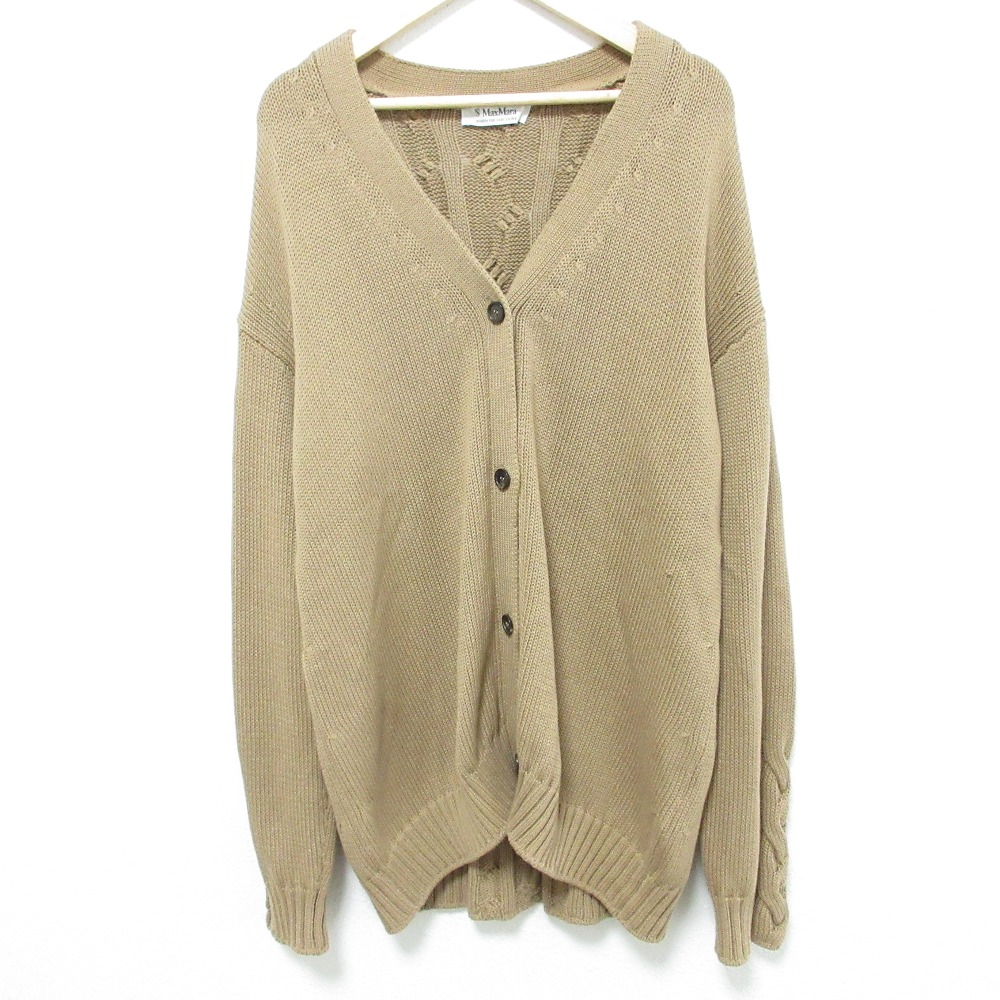 【中古】良品 24AW 'S Max Mara エスマックスマーラ バックケーブル コットンニット カーディガン サイズL ブラウンベージュ レディース Luxs ブランド古着のリュクス｜Luxs（ブランド古着のリュクス）