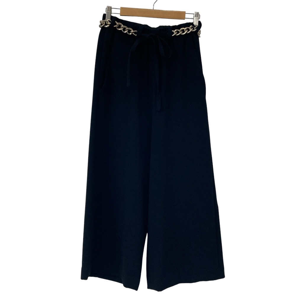 【中古】良品 Y's Yohji Yamamoto Pink Label ワイズ ピンクレーベル チェーンベルト トリアセワイドパンツ YN-P48-530 サイズ1 ブラック レディース Luxs ブランド古着のリュクス