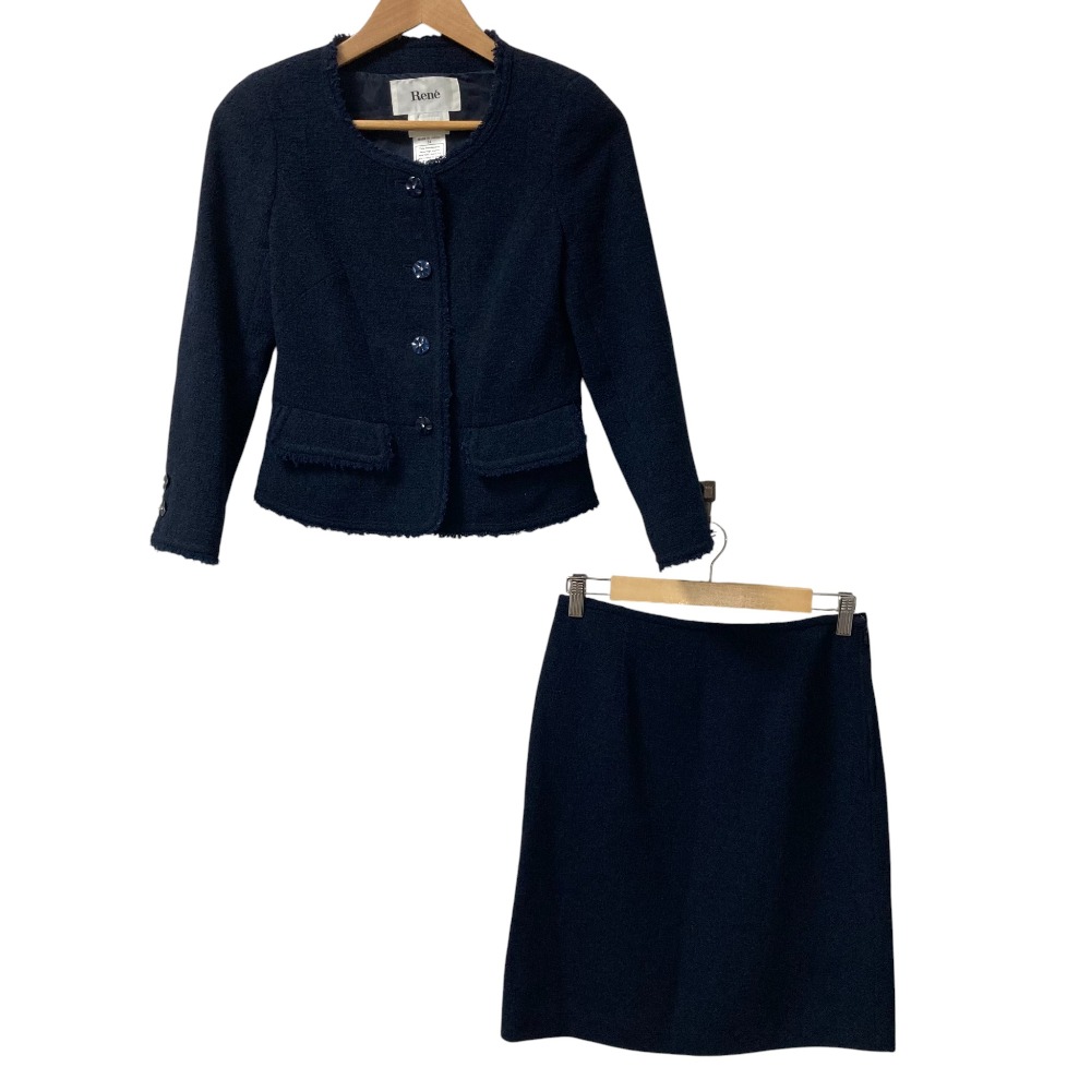 楽天市場】RENE ルネ ツイード スーツ セットアップ ドット柄 ネイビー
