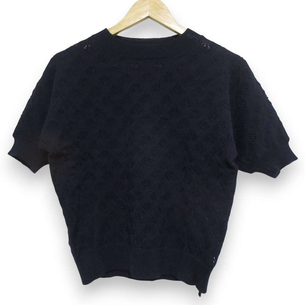 【中古】美品 tricot COMME des GARCONS トリココムデギャルソン AD2019 クロシェニット 半袖 ニットセーター TE-N007 Mサイズ ネイビー レディース Luxs ブランド古着のリュクス