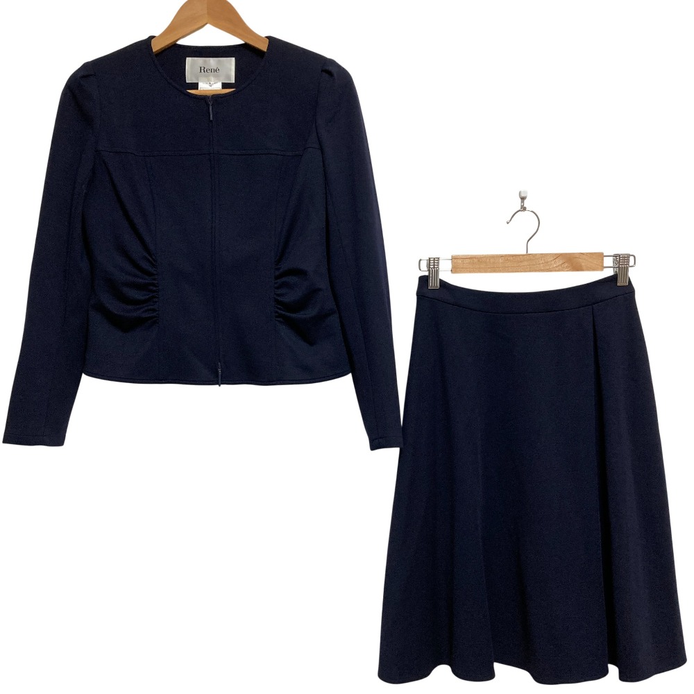 楽天市場】RENE ルネ ツイード スーツ セットアップ ドット柄 ネイビー