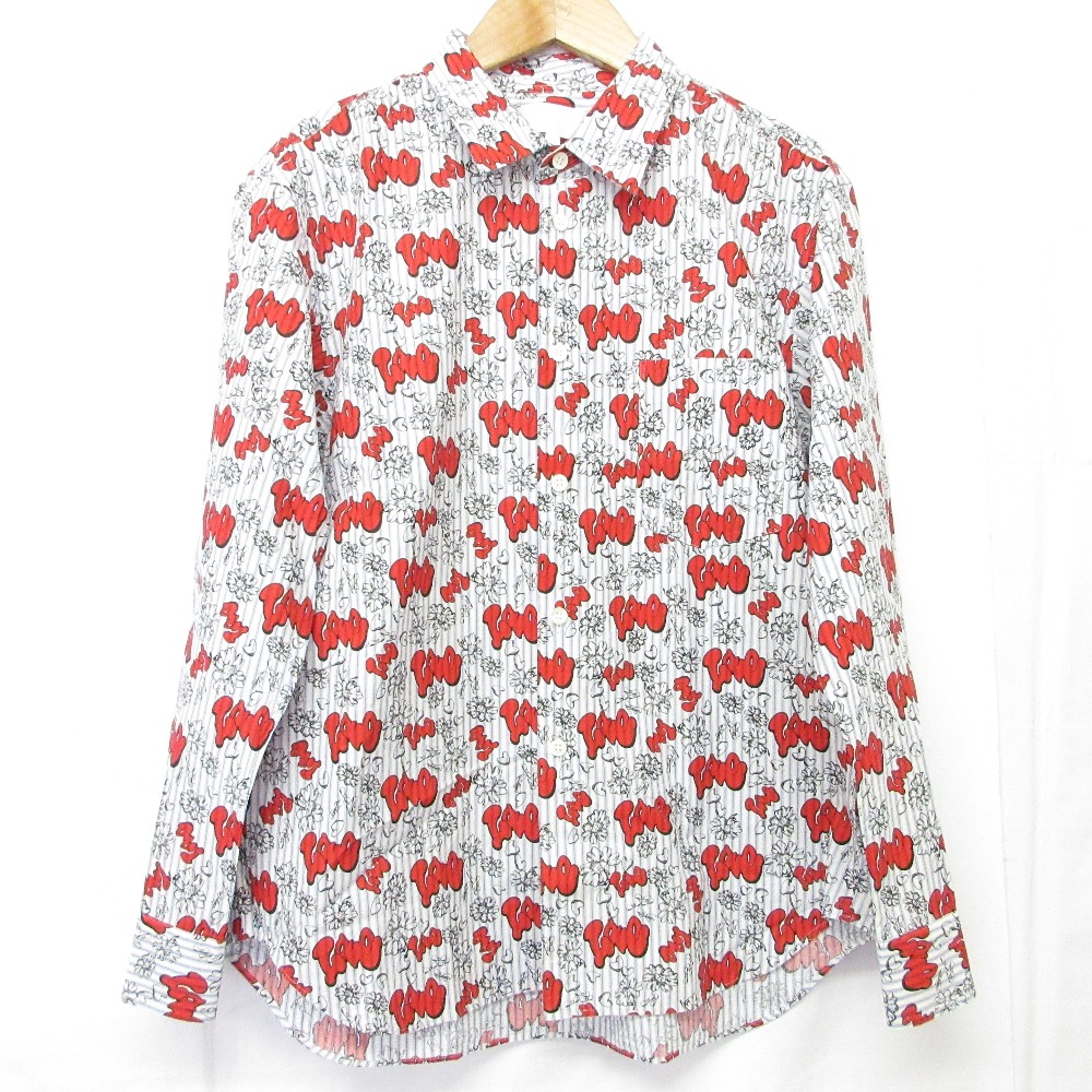 【中古】美品 23SS tao COMME des GARCONS タオ コムデギャルソン SHUN SUDOコラボ プリント シャツブラウス TK-B019 M ライトブルー ホワイト レディース Luxs ブランド古着のリュクス|Luxs(ブランド古着のリュクス)