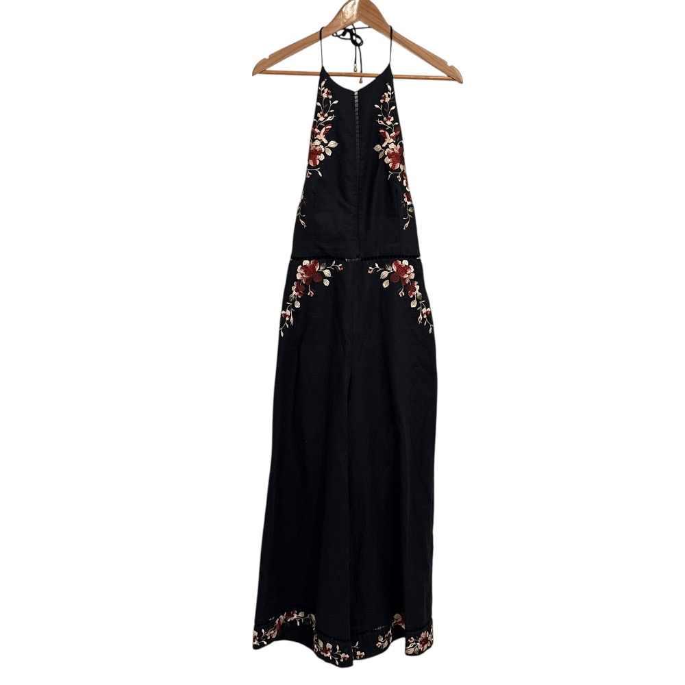 【中古】 ZIMMERMANN ジマーマン 薔薇刺繍 ホルターネック オールインワン サイズ1 ブラック レディース Luxs ブランド古着のリュクス