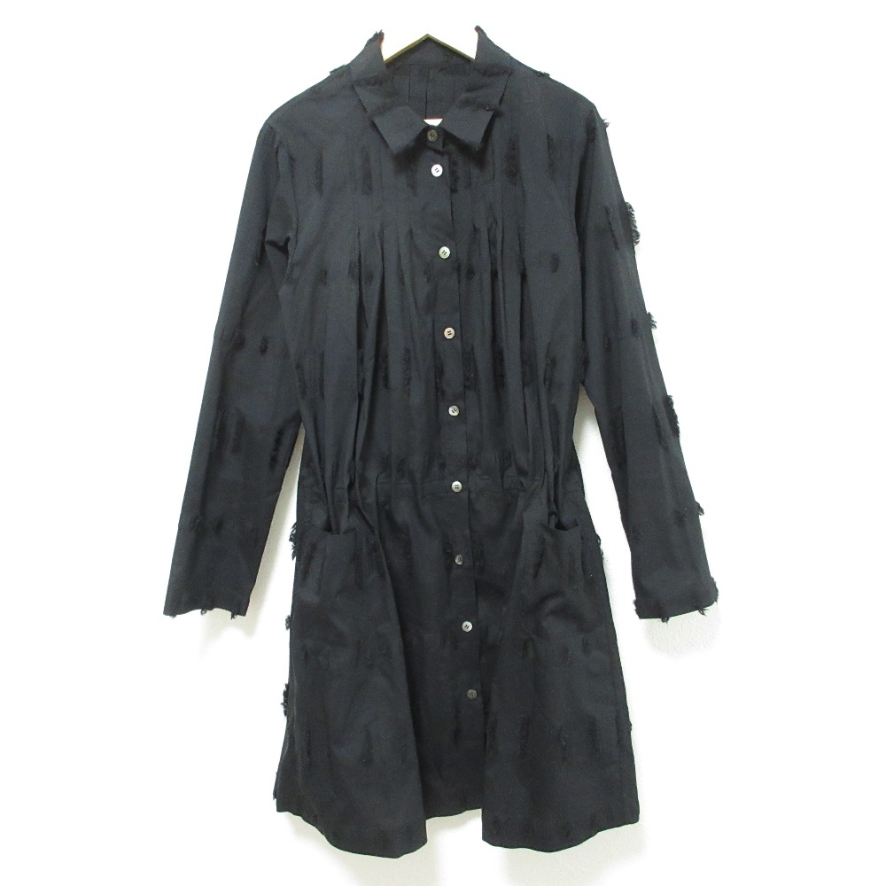 【中古】良品 HaaT ISSEY MIYAKE ハート イッセイミヤケ シャツコート ワンピース サイズ2 ブラック レディース Luxs ブランド古着のリュクス