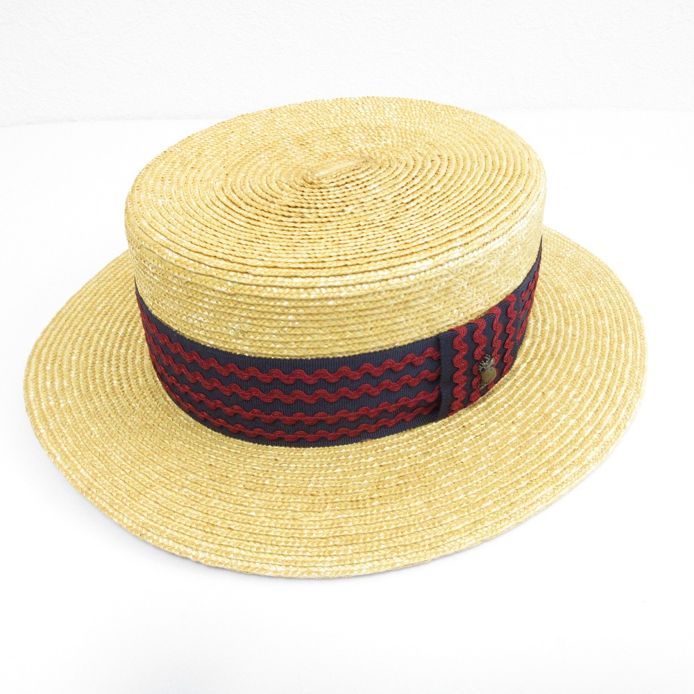 【中古】美品 arth アース BOATER HAT カンカン帽 ボーラーハット ストローハット ナチュラル メンズ レディース Luxs ブランド古着のリュクス