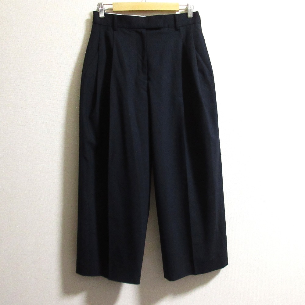 【中古】良品 ETRE TOKYO エトレトウキョウ 2023年モデル ウエストアジャスタブル タックワイドパンツ 1223521084 サイズS ネイビー レディース Luxs ブランド古着のリュクス