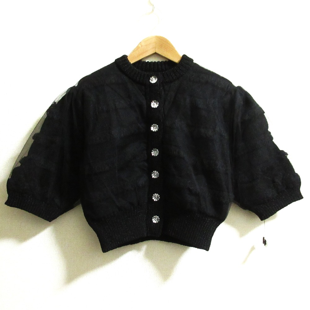 【中古】未使用 25SS MUVEIL ミュベール オーガンジーカーディガン サイズ38 ブラック レディース Luxs ブランド古着のリュクス
