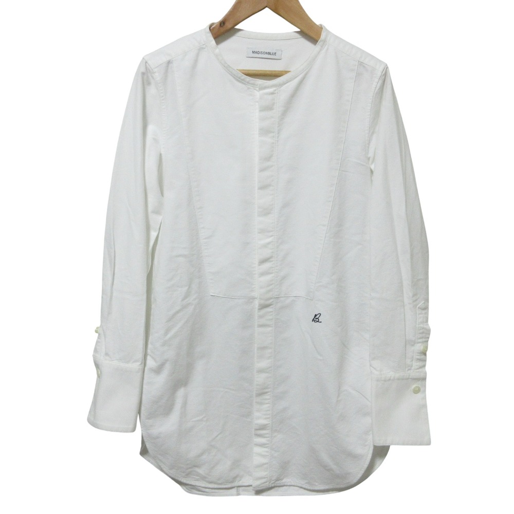 【中古】良品 マディソンブルー NO COLLAR LONG SH OX ノーカラー オックスフォードシャツ MB241-5006 サイズS ホワイト レディース Luxs ブランド古着のリュクス 12,511円