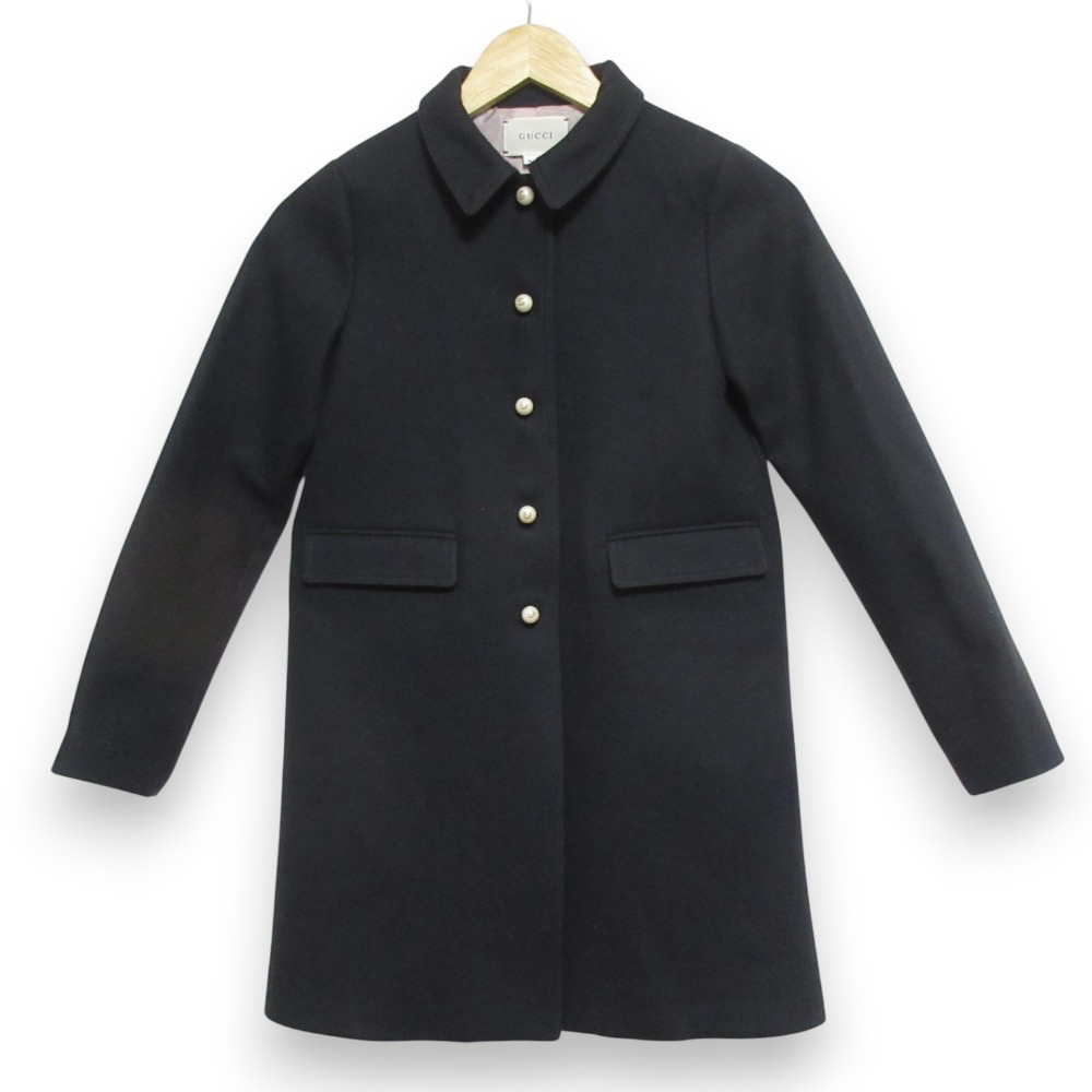 【中古】美品 GUCCI Children グッチ チルドレン GGボタン メルトンコート 477728 サイズ10 ブラック キッズ Luxs ブランド古着のリュクス