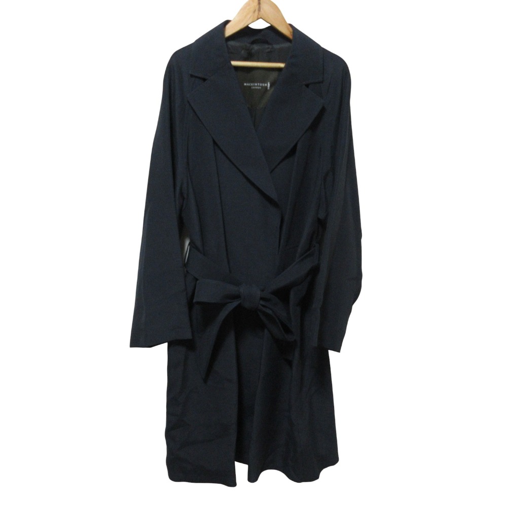 【中古】美品 MACKINTOSH マッキントッシュ アセテートコットンダブルクロスコート 大きいサイズ 44 ネイビー レディース Luxs ブランド古着のリュクス