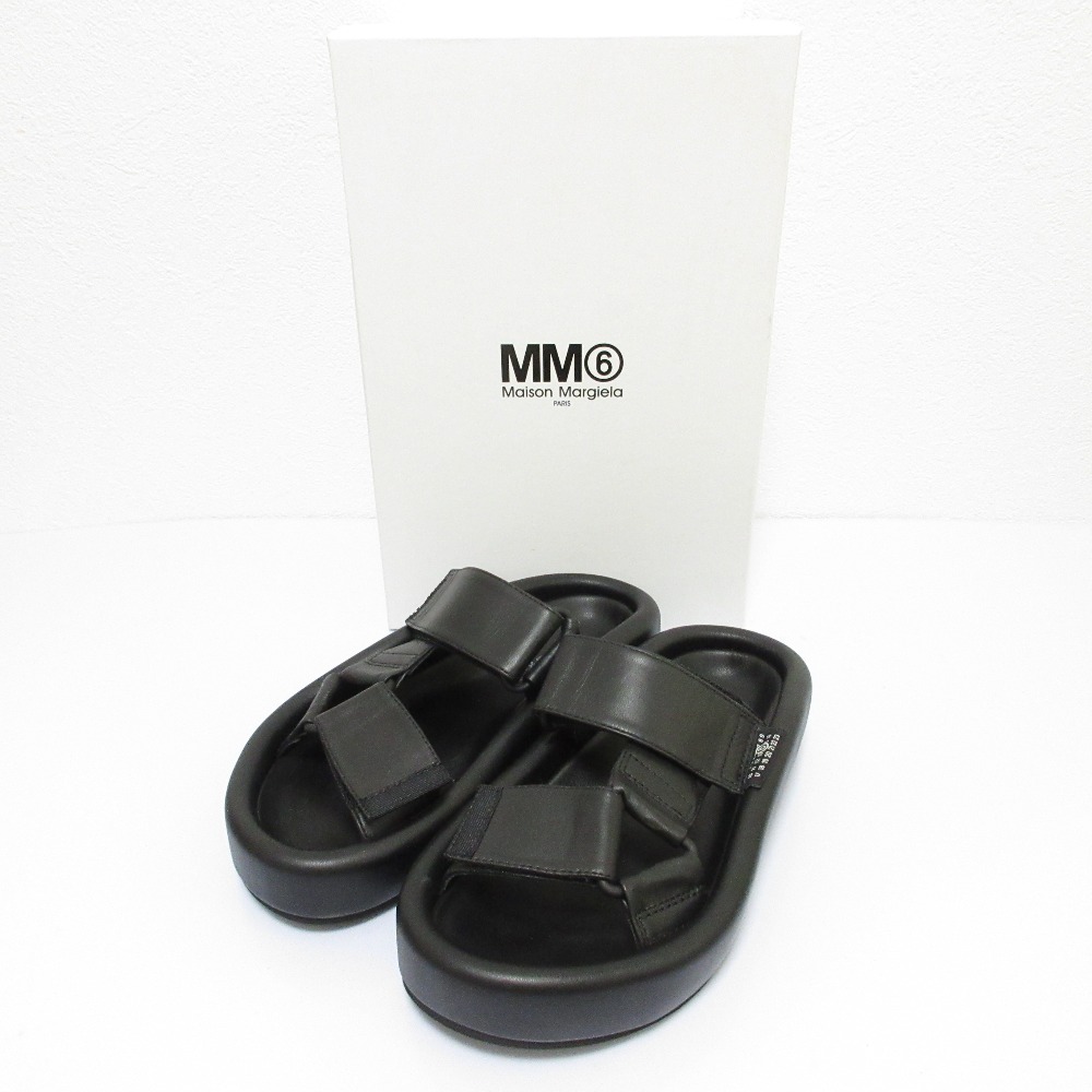 【中古】未使用 24SS MM6 エムエムシックス メゾンマルジェラ プラットフォーム サンダル S59WP0206 サイズ37 23.5cm～24cm相当 ブラック レディース Luxs ブランド古着のリュクス