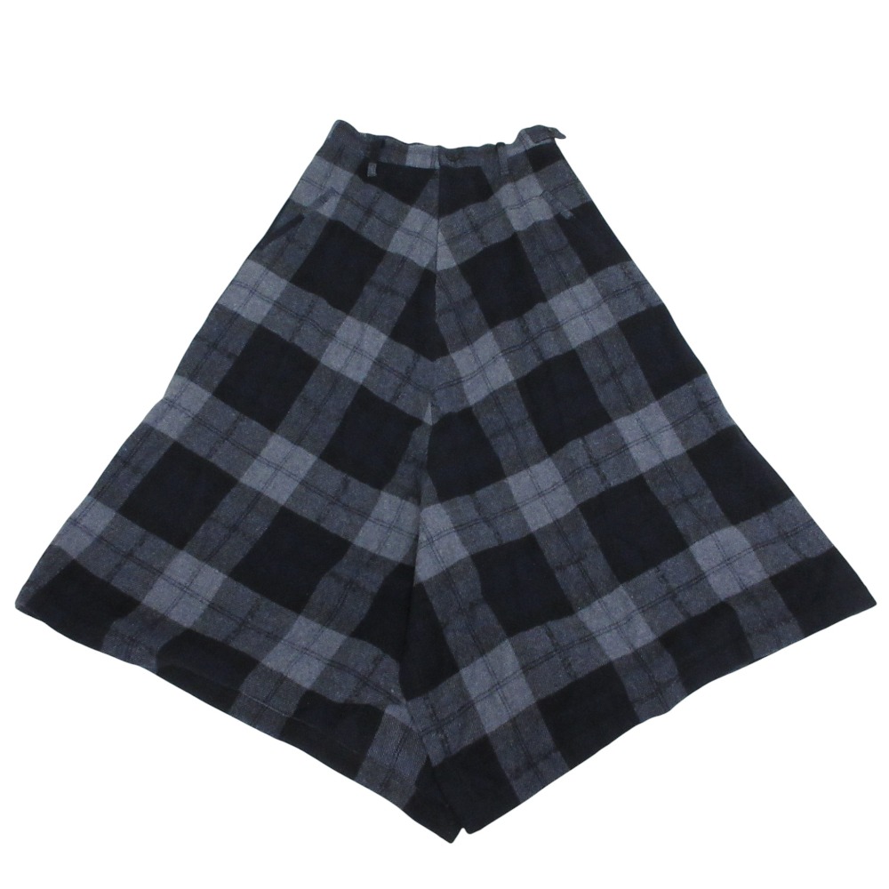 【中古】美品 Y's ワイズ ヨウジヤマモト チェック ウール サルエルパンツ ガウチョパンツ YM-P08-121 サイズ1 グレー ネイビー レディース Luxs ブランド古着のリュクス