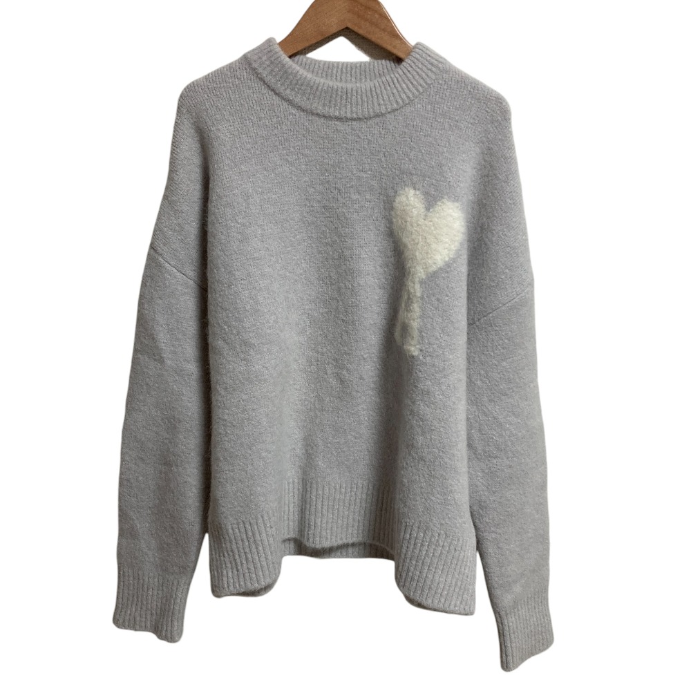 【中古】美品 ami alexandre mattiussi アミ アレクサンドル マテュッシ OFF WHITE ADC SWEATER アルパカ ニットセーター ライトグレー メンズ Luxs ブランド古着のリュクス