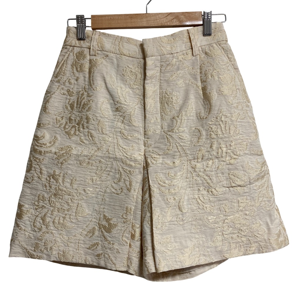 【中古】未使用 25AW GRACE CONTINENTAL グレースコンチネンタル リーフジャガードショートパンツ 0125316122 サイズ38 ベージュ レディース Luxs ブランド古着のリュクス
