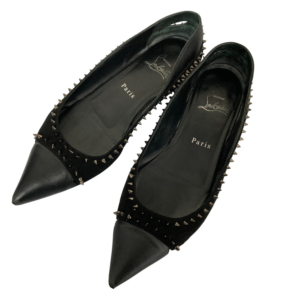 【中古】良品 Christian Louboutin クリスチャンルブタン デュベット ポインテッドトゥ スタッズパンプス サイズ36.5 23.5cm相当 ブラック  レディース Luxs ブランド古着のリュクス