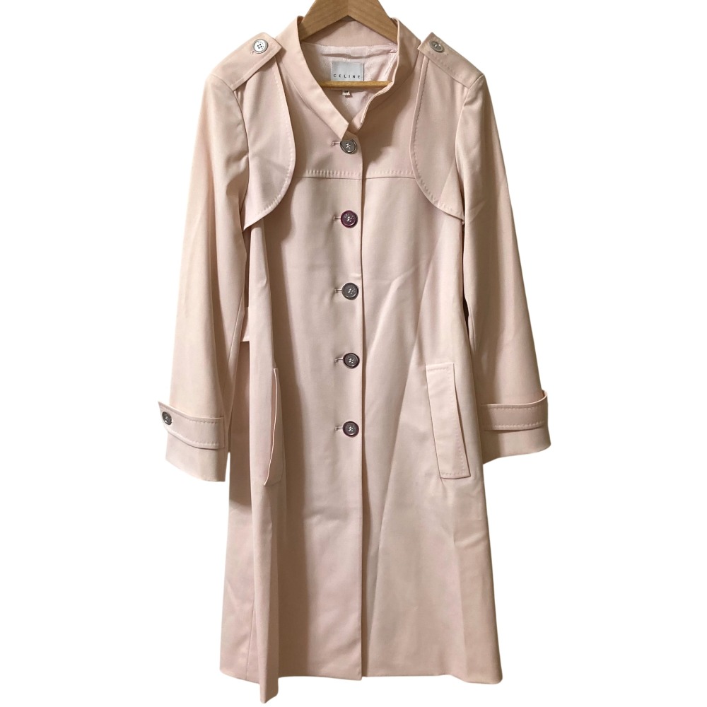 【中古】美品 CELINE セリーヌ シングルトレンチコート サイズ38 ライトピンク レディース Luxs ブランド古着のリュクス