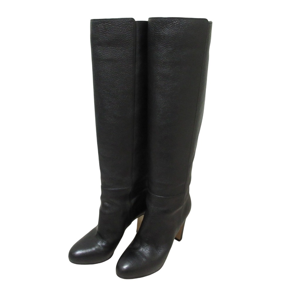 【中古】美品 Gianvito Rossi ジャンヴィトロッシ レザー ロングブーツ 35.5 約22.5cm ブラック レディース Luxs ブランド古着のリュクス