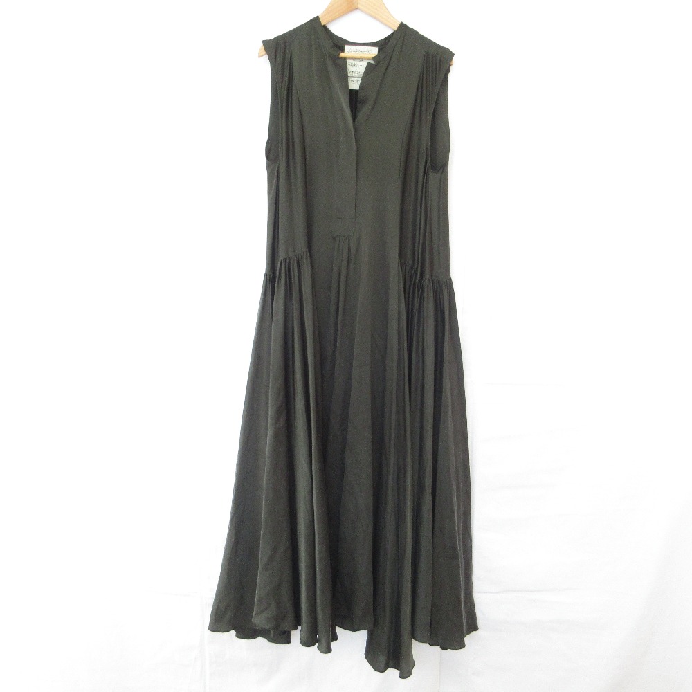 【中古】良品 Chaos カオス サンディングシルク ノースリーブ フレアワンピース CH109004ER サイズF カーキ レディース Luxs ブランド古着のリュクス