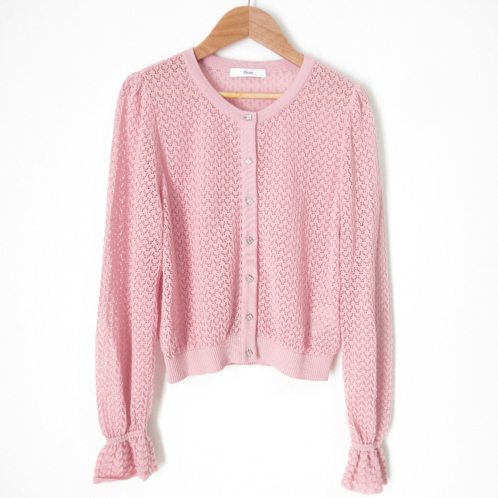 【中古】美品 Rene ルネ 25年商品 Knit Cardigan カーディガン ボレロ 6532100 36サイズ スモーキーピンク レディース Luxs ブランド古着のリュクス