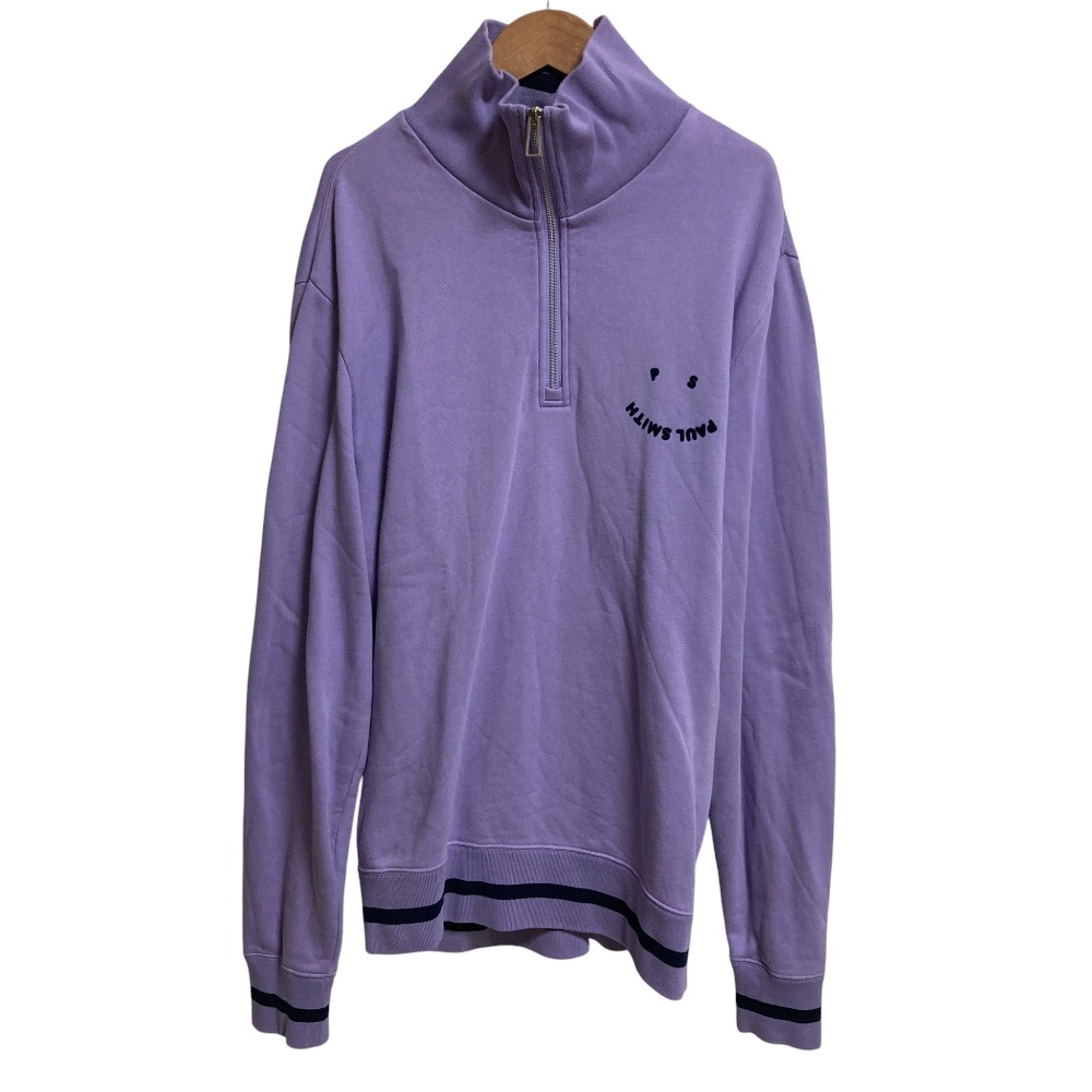 【中古】美品 PS Paul Smith ピーエスポールスミス Happy ハーフジップ プルオーバー スウェットトレーナー XLサイズ パープル メンズ Luxs ブランド古着のリュクス