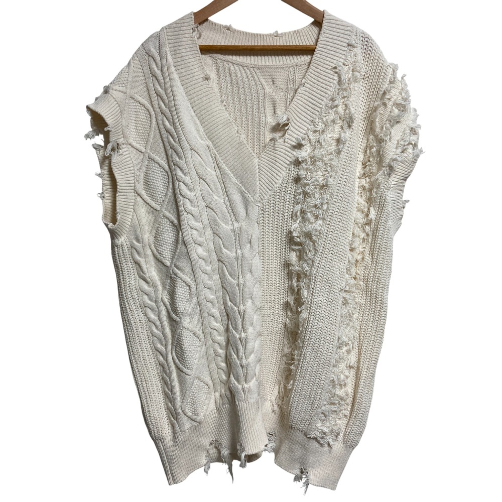【中古】美品 24AW GRACE CONTINENTAL グレースコンチネンタル クラッシュニットトップセーター 0124343082 サイズ36 ホワイト レディース Luxs ブランド古着のリュクス