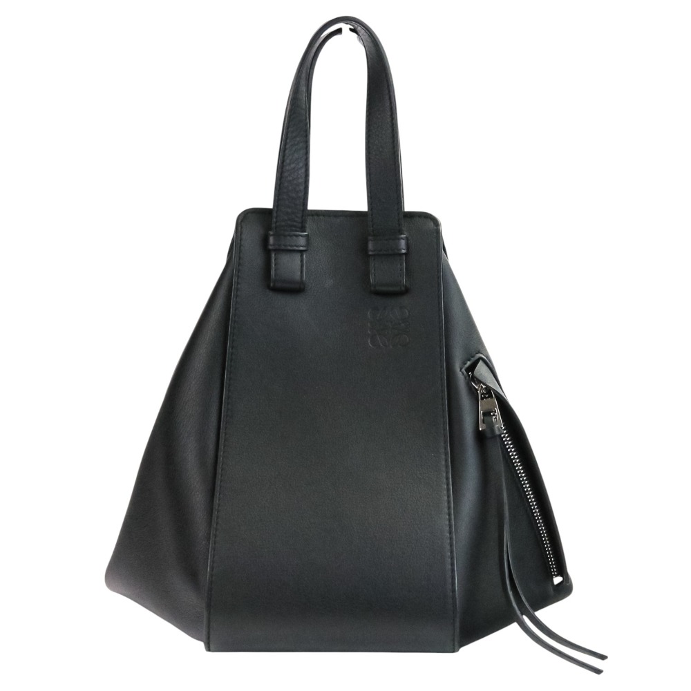 【中古】美品 LOEWE ロエベ ハンモック スモール 2way カーフレザー ハンドバッグ ショルダーバッグ 387.30.S35 ブラック レディース Luxs ブランド古着のリュクス
