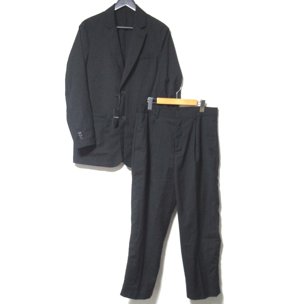 【中古】美品 24AW EMPORIO ARMANI エンポリオアルマーニ テーラードジャケット+スラックスパンツ スーツ セットアップ 46 ブラック メンズ Luxs ブランド古着のリュクス