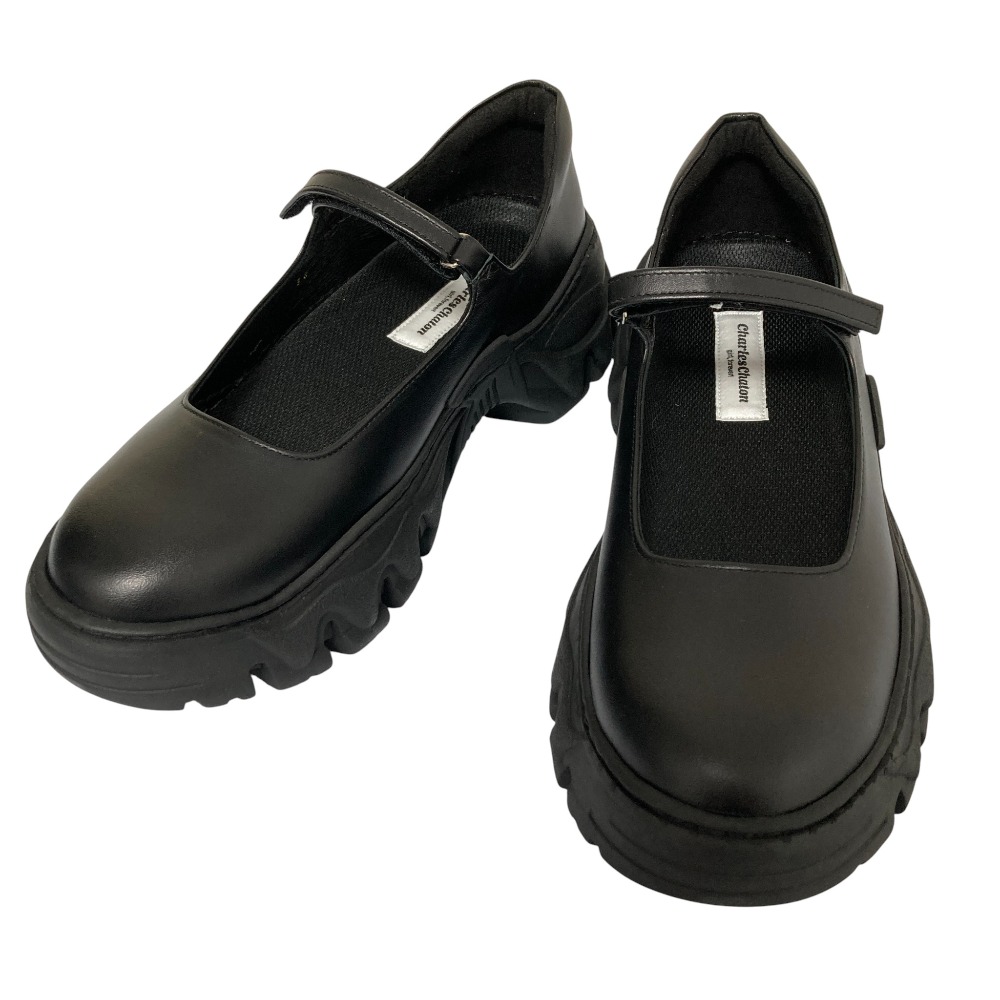 【中古】未使用 charles chaton シャルルシャトン newest nurse shoes fin. メリージェーン パンプス サイズ38 24cm相当 ブラック レディース Luxs ブランド古着のリュクス