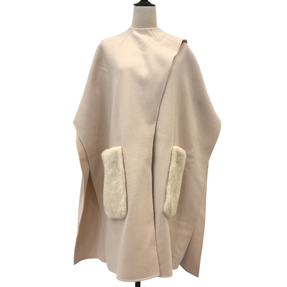 【中古】良品 24AW Yves Salomon イヴサロモン ミンクファーポケット ストール付き ケープリバーコート 24WYC03504CAVI サイズ36 ピンク レディース Luxs ブランド古着のリュクス