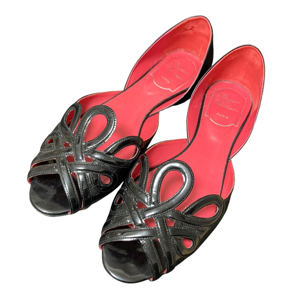 【中古】美品 Roger Vivier ロジェヴィヴィエ DORSAY SEXY CHOC FLAT フラットパンプス サイズ36 約23cm ブラック レディース Luxs ブランド古着のリュクス