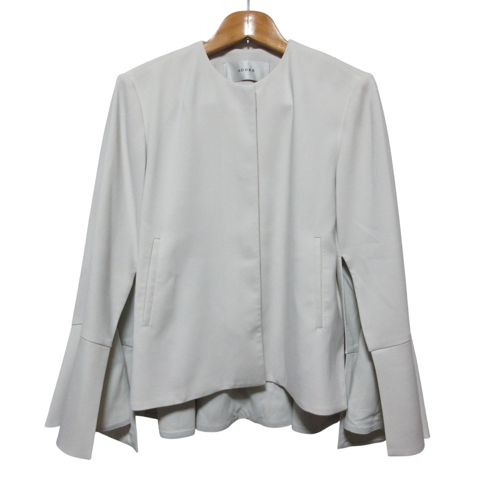 【中古】美品 25SS ADORE アドーア ドライミドルジョーゼット ジャケット 531-5150103 サイズ38 ライトグレー レディース Luxs ブランド古着のリュクス