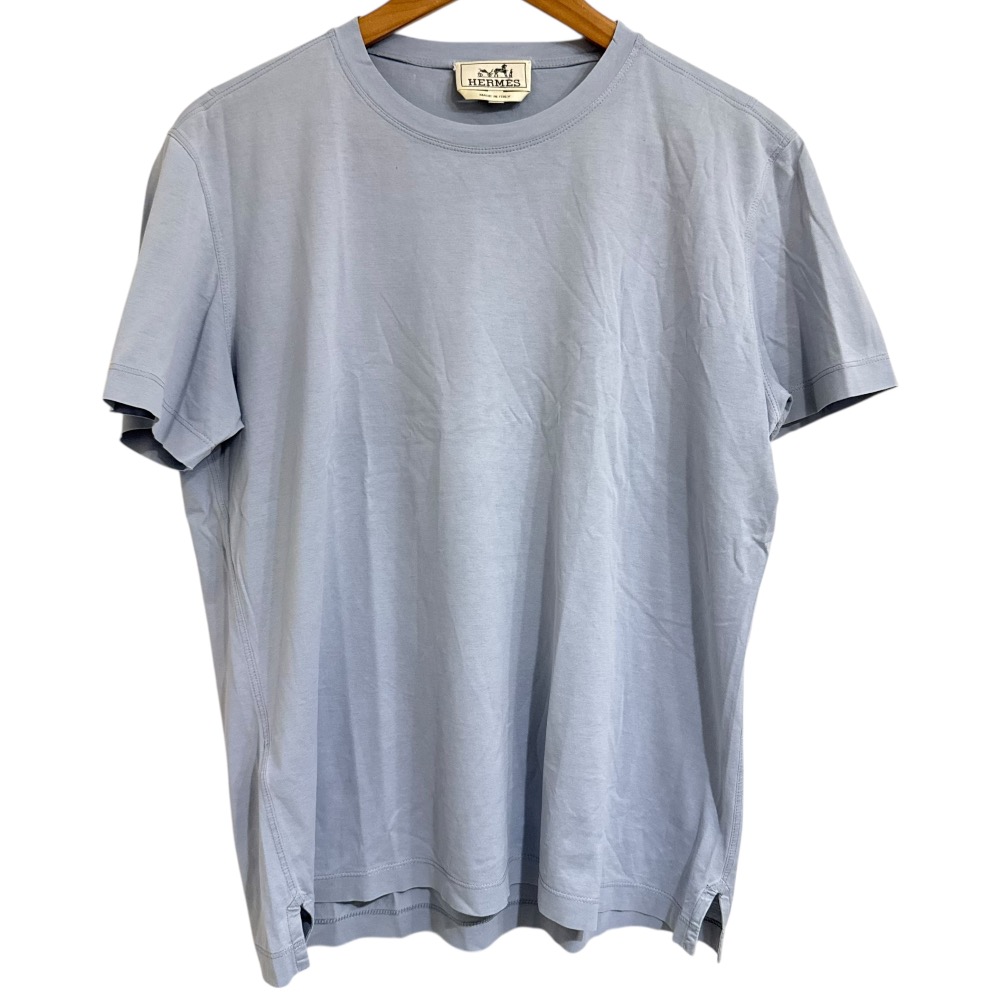 【中古】良品 HERMES エルメス 半袖 クルーネック Tシャツ カットソー サイズM ブルーグレー メンズ Luxs ブランド古着のリュクス