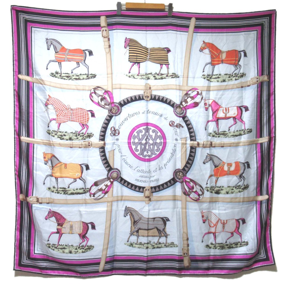 楽天市場】【HERMES】エルメス カレ90 スカーフ 馬着 クリーム