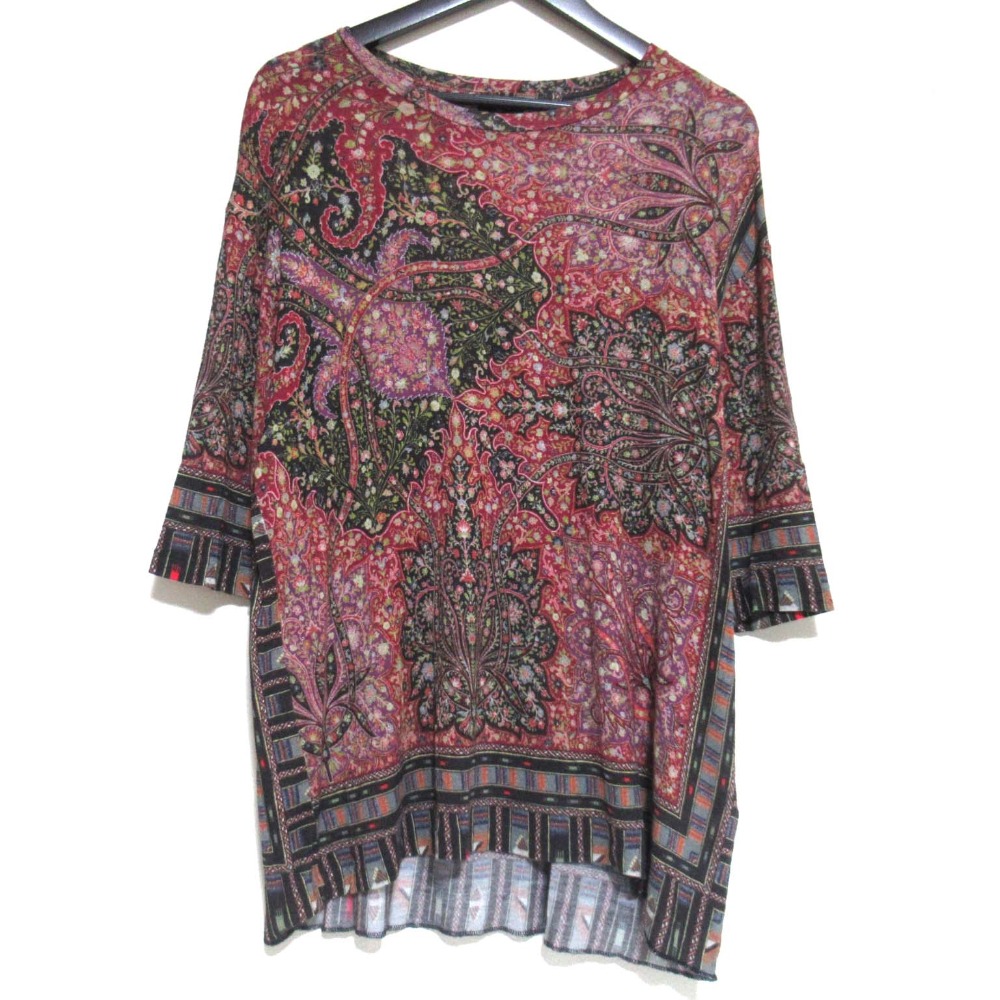 【中古】良品 ETRO エトロ ペイズリー柄 ストレッチ ハーフスリーブ ニットブラウス サイズ38 マルチカラー レディース Luxs ブランド古着のリュクス