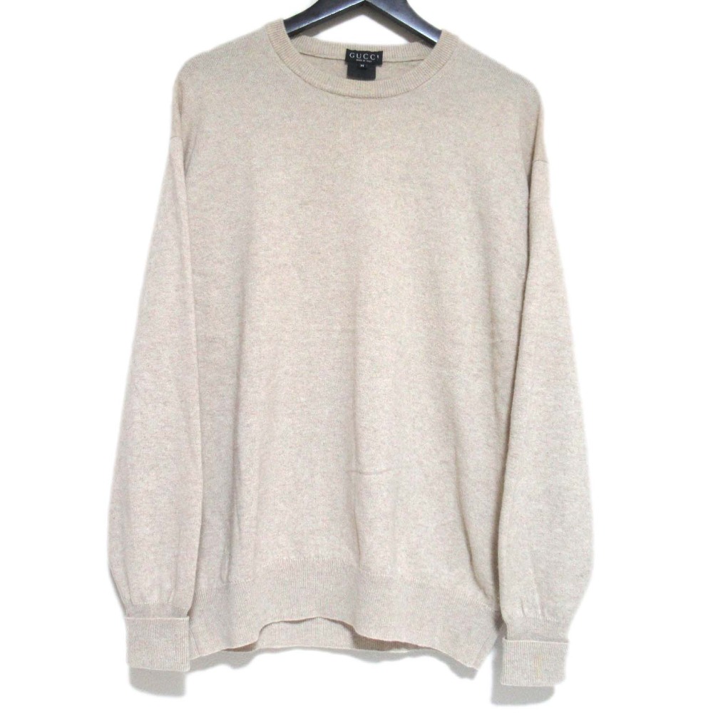 【中古】 GUCCI グッチ トムフォード期 長袖 ニット セーター Mサイズ ベージュ メンズ Luxs ブランド古着のリュクス