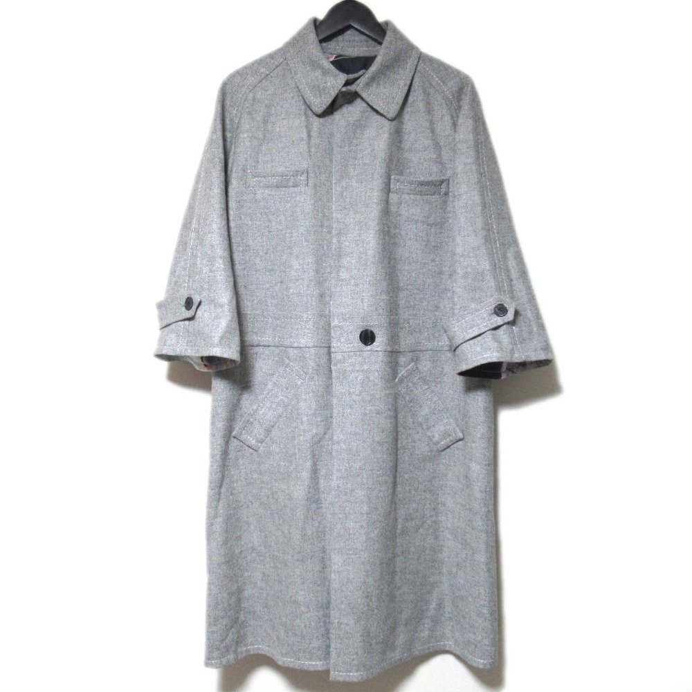 【中古】美品 LEONARD PARIS レオナールパリ フラワープリント リバーシブル コート グレー×ブルー系 レディース Luxs ブランド古着のリュクス